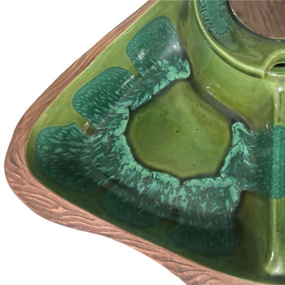 Vintage California Pottery 663 MCM Chip Dip Serving Platter Tray Ceramic Green - Picture 5 of 14